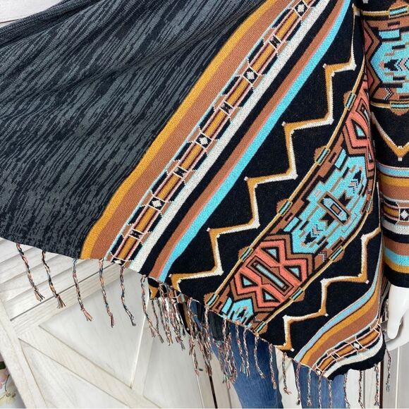 Billabong Dream Chaser Aztec Southwestern Boho Fringe Hem Cardigan Sweater Small - Picture 8 of 14